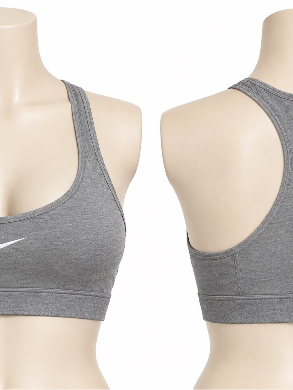 Nike Grey Racerback Sports Bra with Subtle Swoosh
